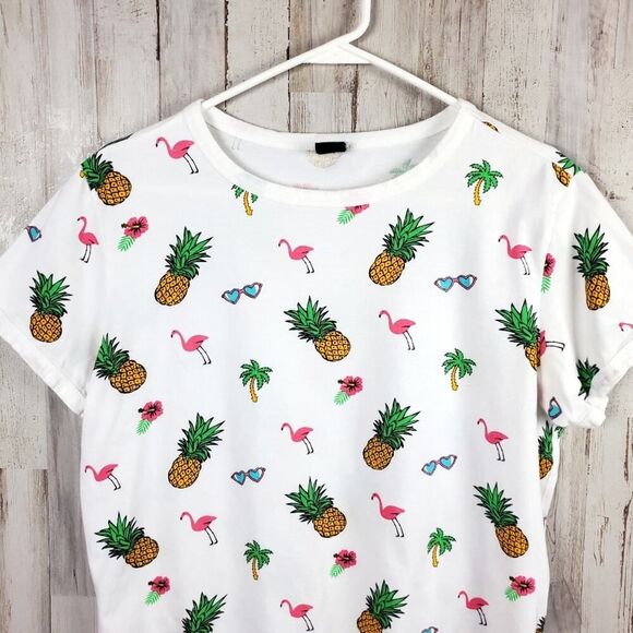 Vibe N Pineapple Print Cropped Tee Shirt White Size XL - Picture 4 of 8